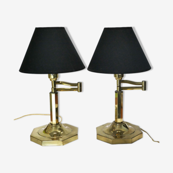 Paire de lampes de table Hollywood Regency USA années 1980's