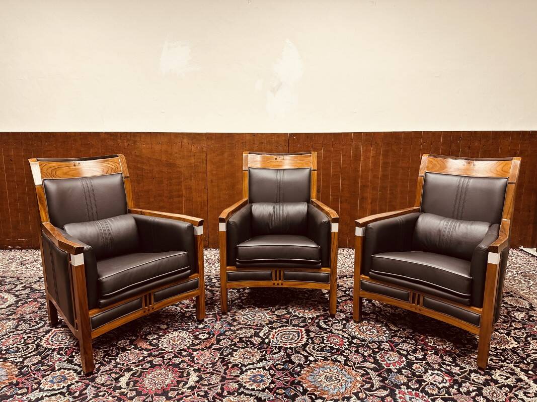 Classic Art Deco Armchair Black High