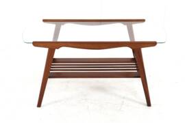 Coffee Table with Glass and Magazine Holder - mid century dutch design