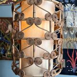 Bamboo and rattan tripod floor lamp