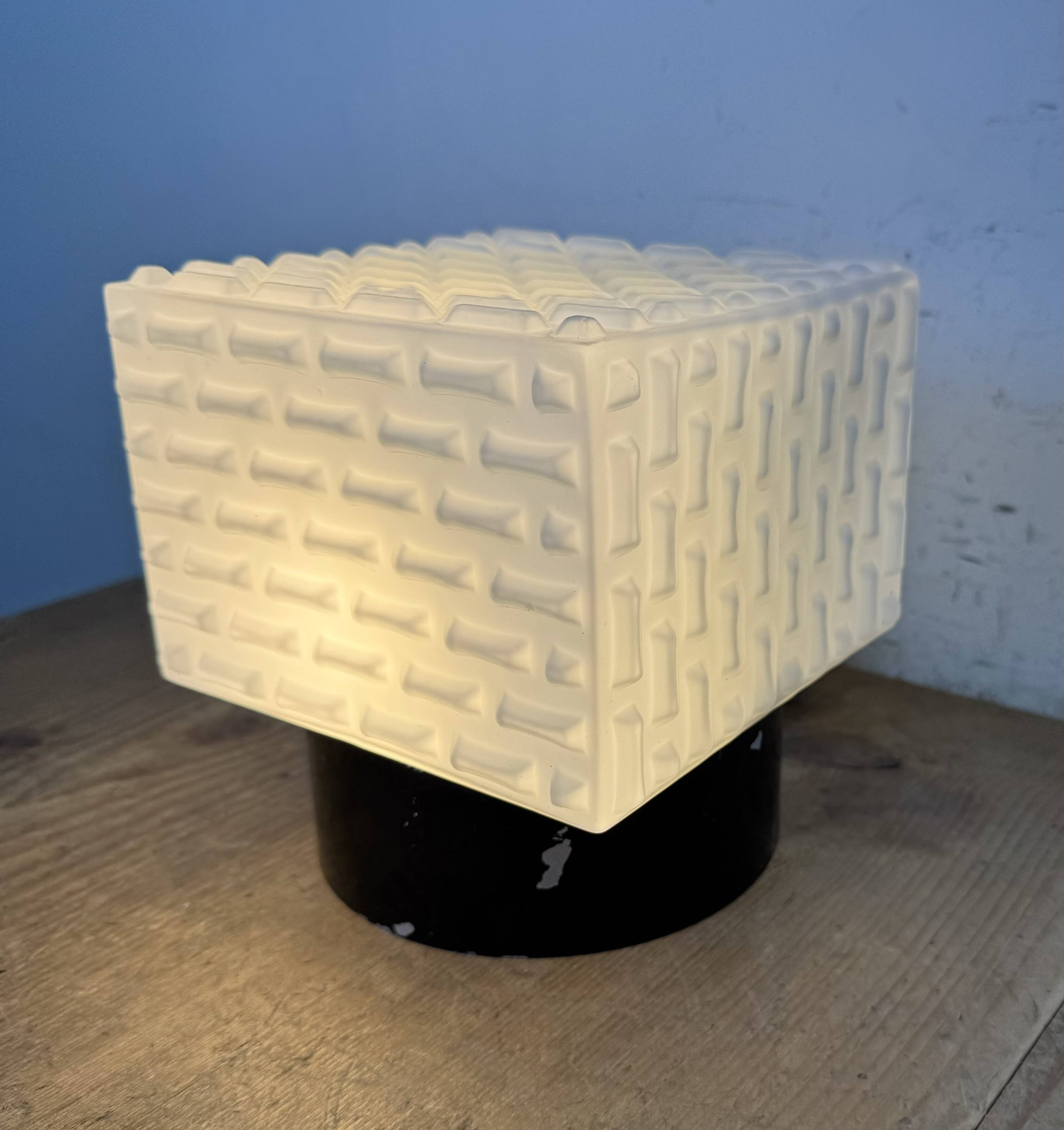 Vintage Square Milk Glass Wall or Ceiling Light, 1970s