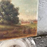 Painting Animated Landscape signed Abelin 1910 – Oil on canvas