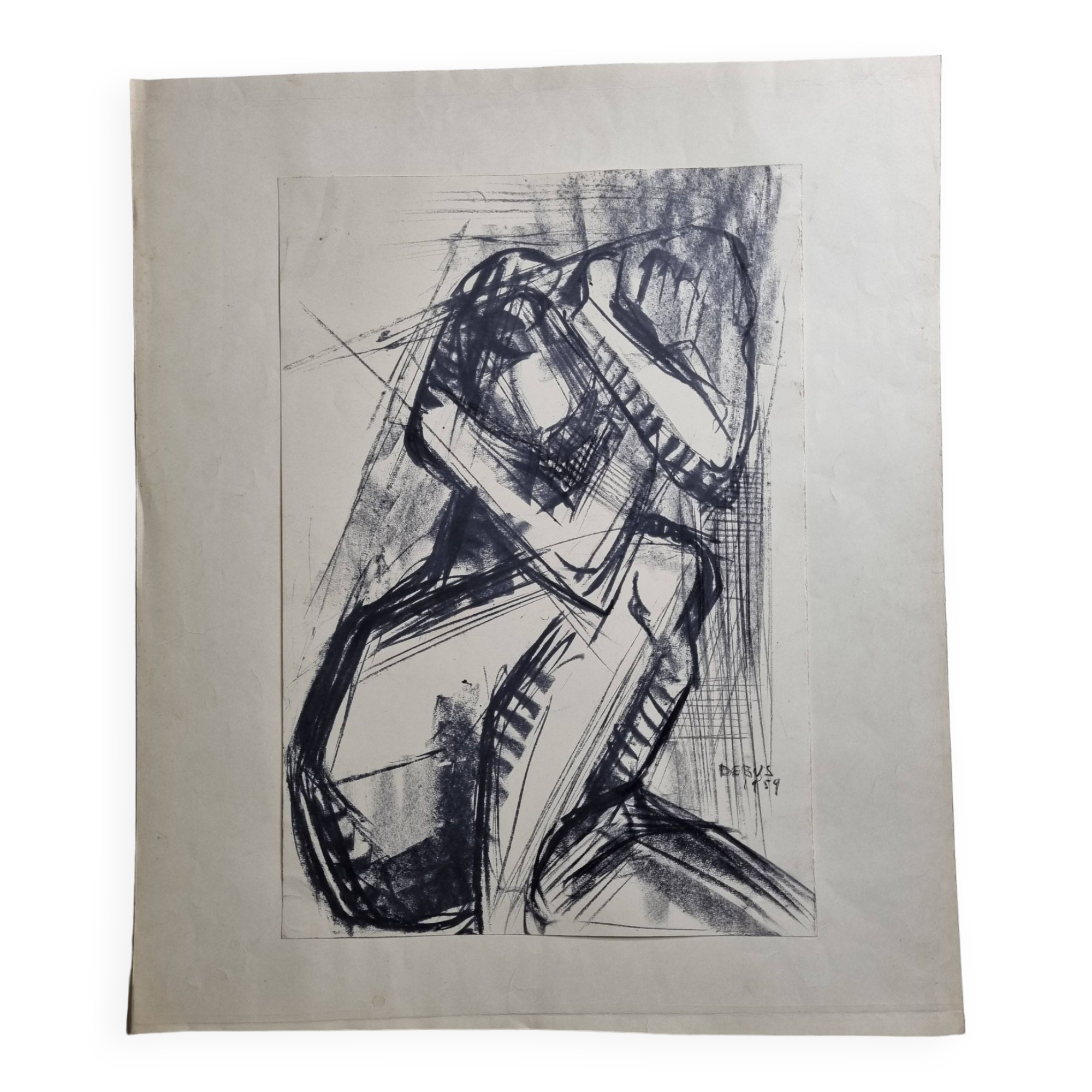 Nude study signed by Maurice de Bus, 1959, 50 x 59 cm