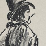 Signed charcoal portrait painting of a man “GENTLEMAN”