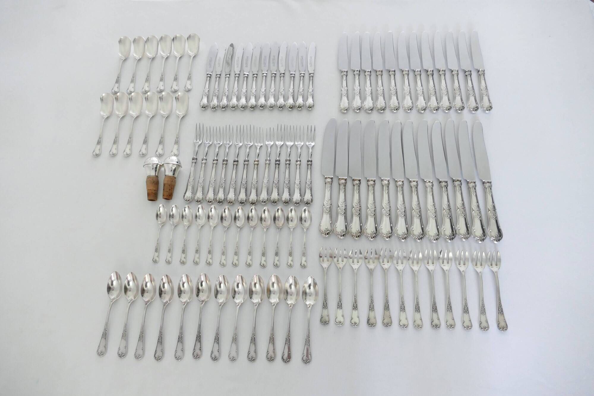 Orfevrerie Wiskemann - Extensive Silver Plated Cutlery Set - 209-piece/12-pax - "N.14 Louis XV"