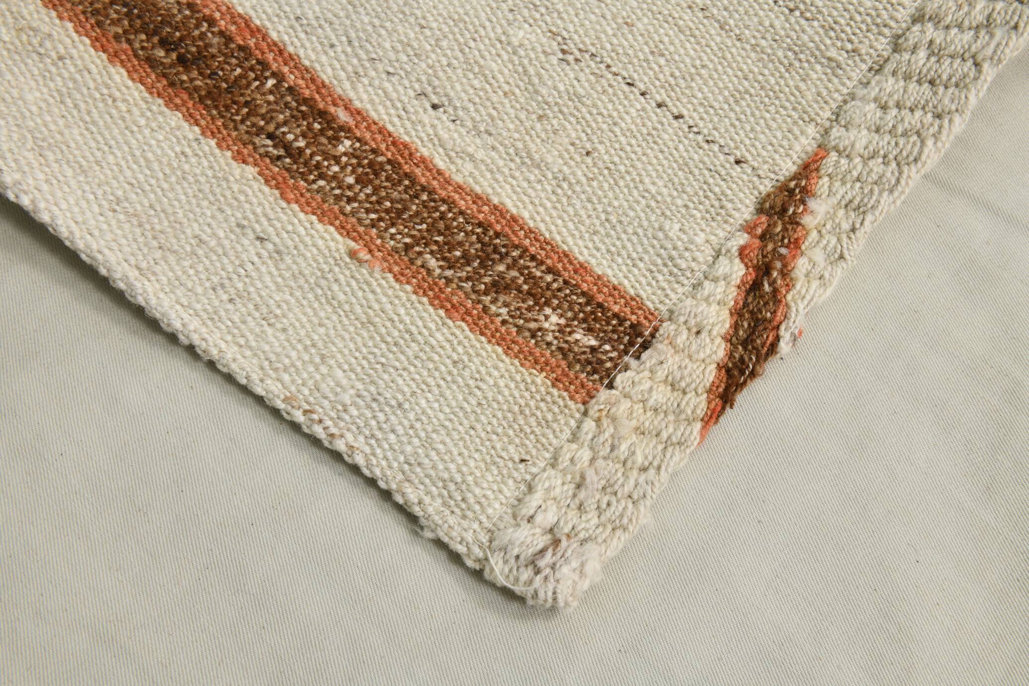 2x8 Brown & Beige Kilim Runner Rug, 71x260Cm