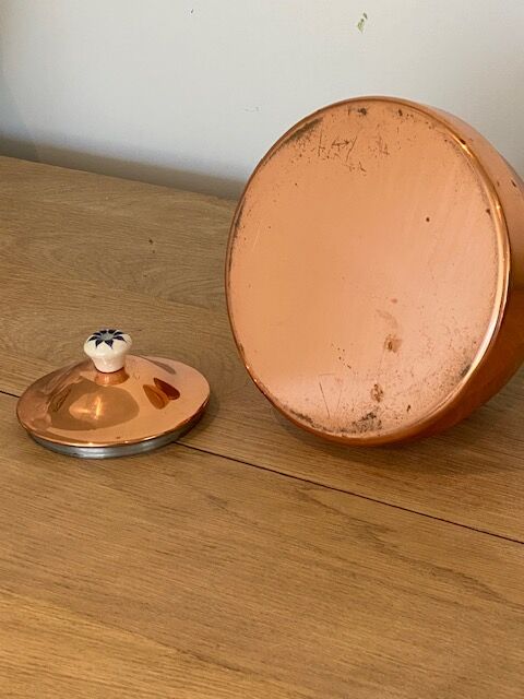 Vintage copper and ceramic kettle