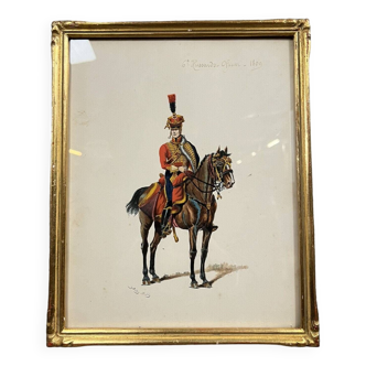 G. bitry-boëly xixeme : aquarelle figurant un soldat et sa monture