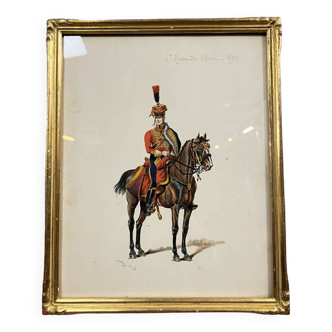 G. bitry-boëly 19th century: watercolor depicting a soldier and his mount