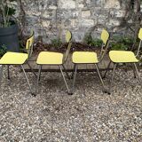 Chaises Formica jaune  pieds compas 1950