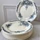 Set of 8 flat plates Terre de Fer Salins model "Rocailles" late nineteenth