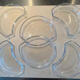 6 crystal half-moon salad plates