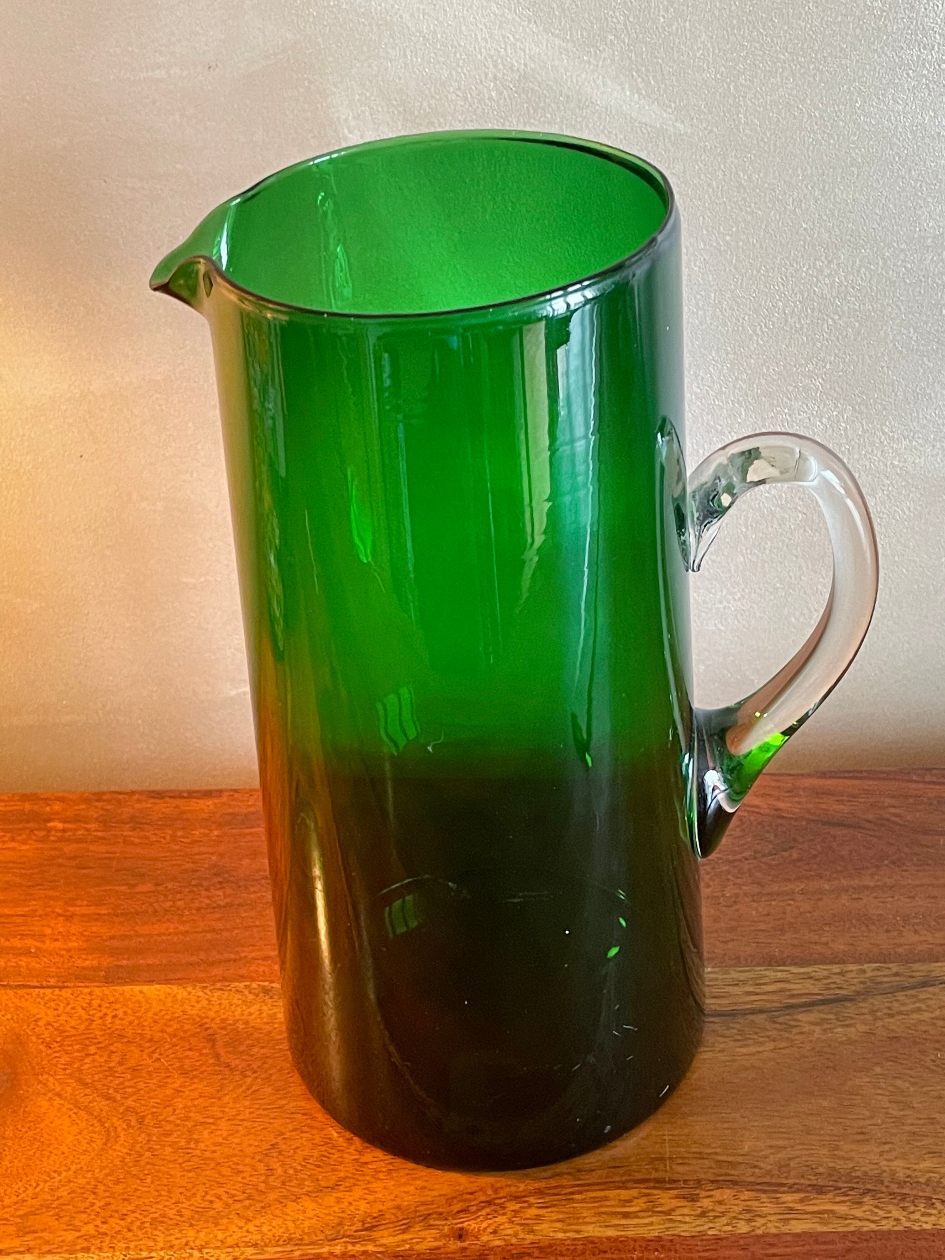 Green glass pitcher