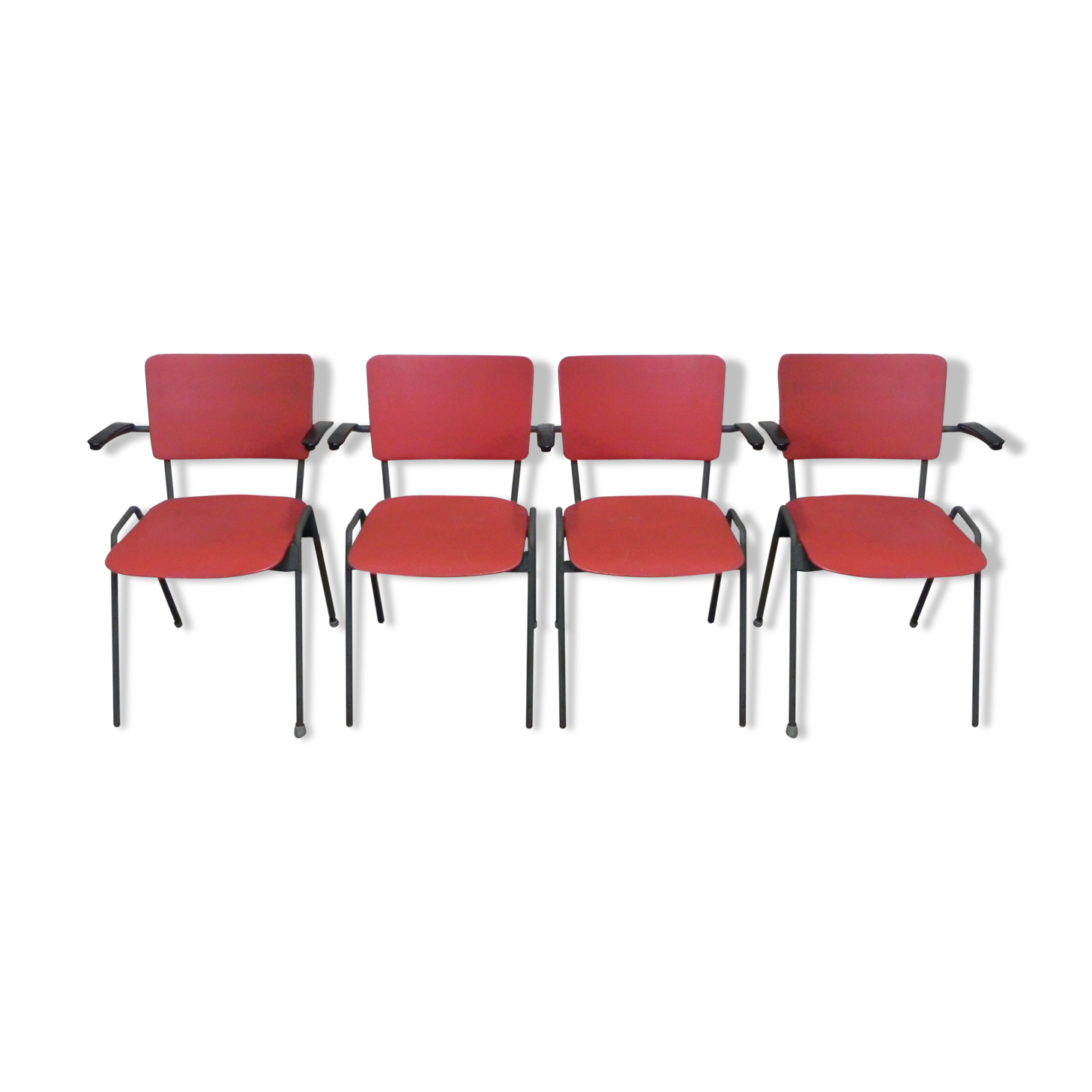 Set de 4 chaises de table vintage avec accoudoirs
