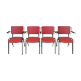 Set de 4 chaises de table vintage avec accoudoirs