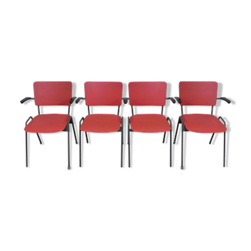 4 vintage dining table chairs with armrests