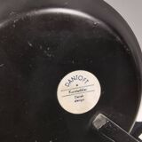 Vintage wall candle holder in wrought iron and hard pressed blue glass.