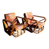 Bamboo rattan fauteuil Lounge chairs Paul Frankl style