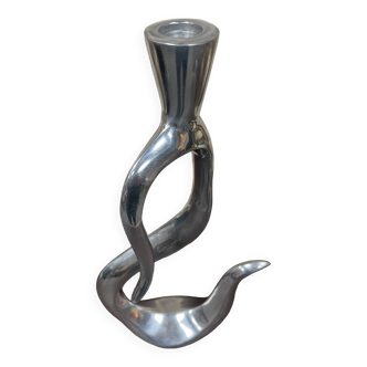 Rare Art Deco sculpture candle holder in cast aluminum