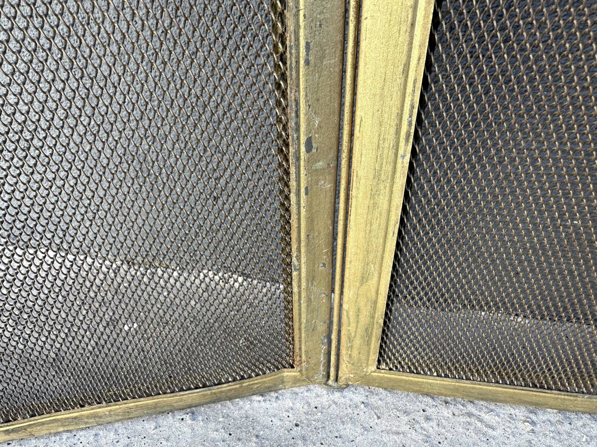 Antique 19th-century fireplace screen, French gilded spark guard.