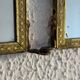 Vintage 1900 triptych barber mirror in gold, gallant scene - 20 x 59 cm