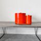 Vintage “Max” orange plastic dinnerware set 1964