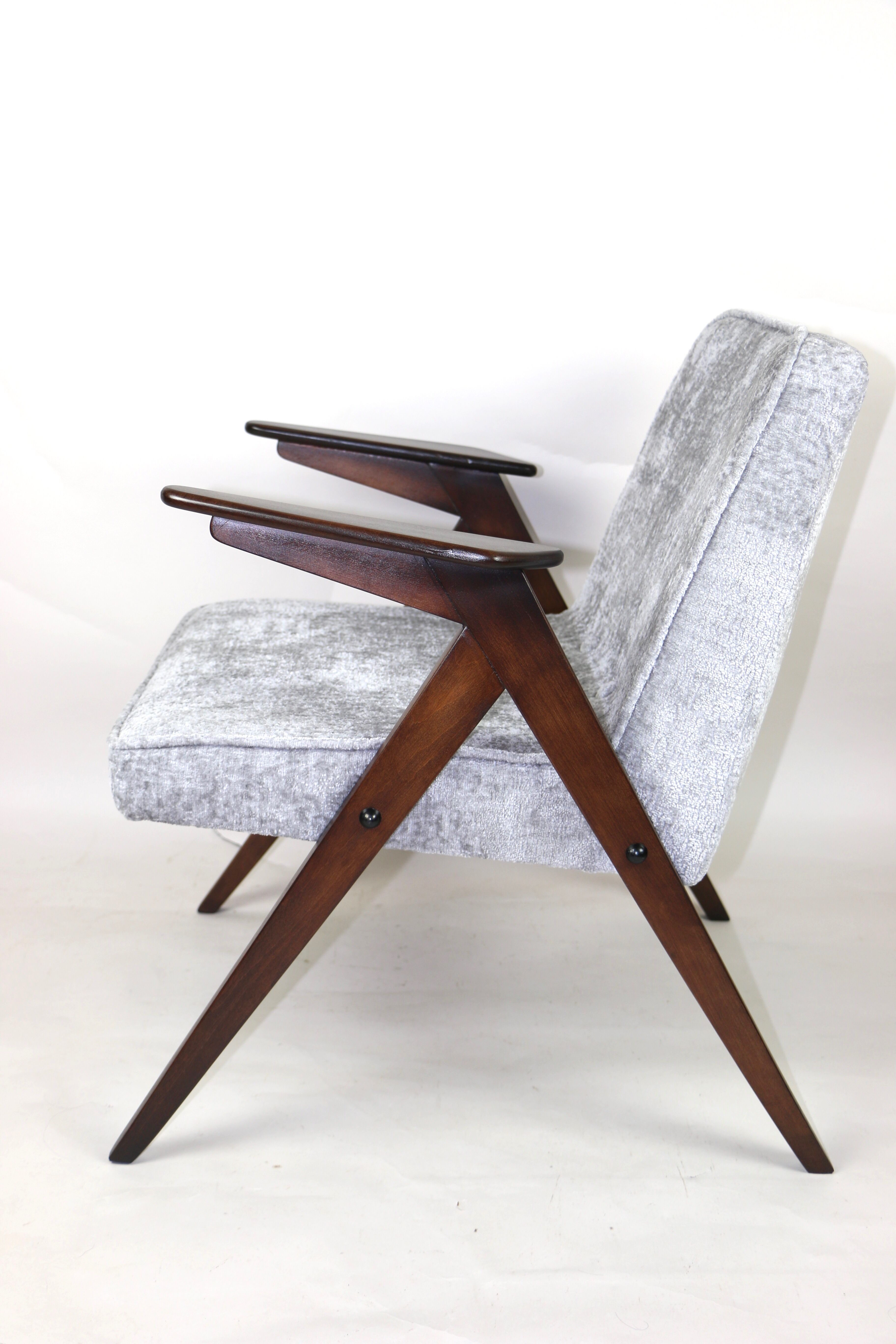 Grey Silver Bunny Armchair by Józef Chierowski, 1970s