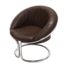 Italian chromed tubular steel and leather Cantilever lounge chair 1970s