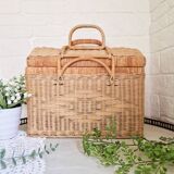Large vintage woven wicker basket