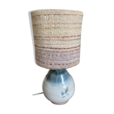 Lampe de chevet en grès avec abat jour laine tissée, années 70
