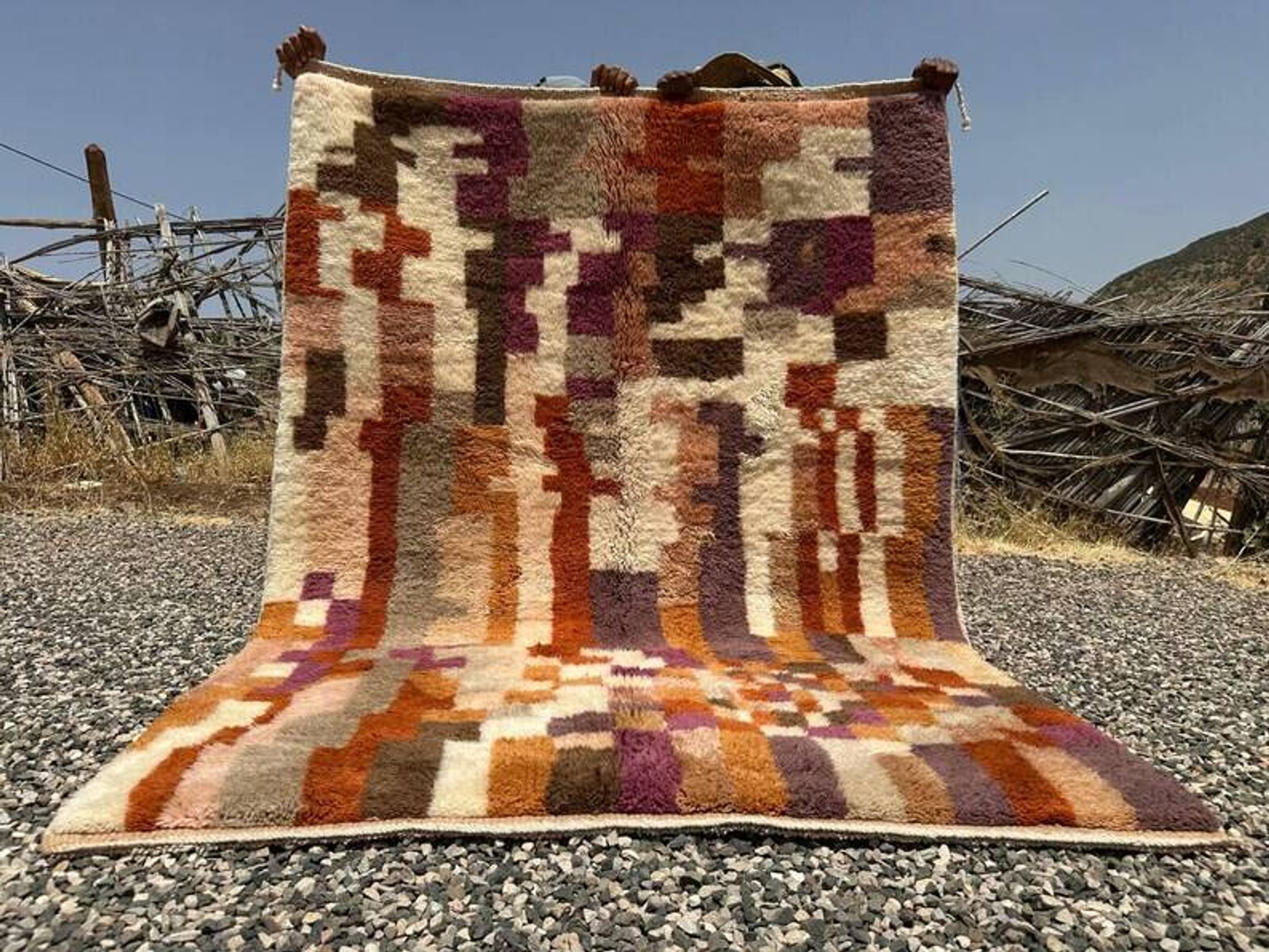 Multicoloured Moroccan Mrirt rug 300x200 cm – abstract geometric pattern