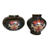 Pair of matte and glazed ceramic vases