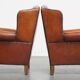Set of 2 English style sheepskin leather wingback armchairs
