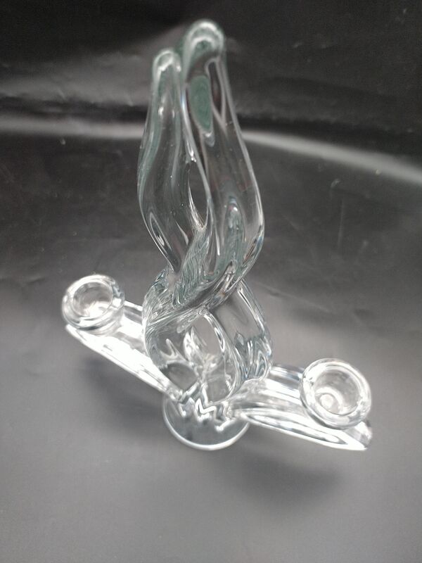 4 Bougeoirs lys en cristal de Vannes le Châtel .