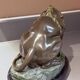Antique Cold-Painted Bronze Lion Fighting a Snake, After Antoine-Louis Barye