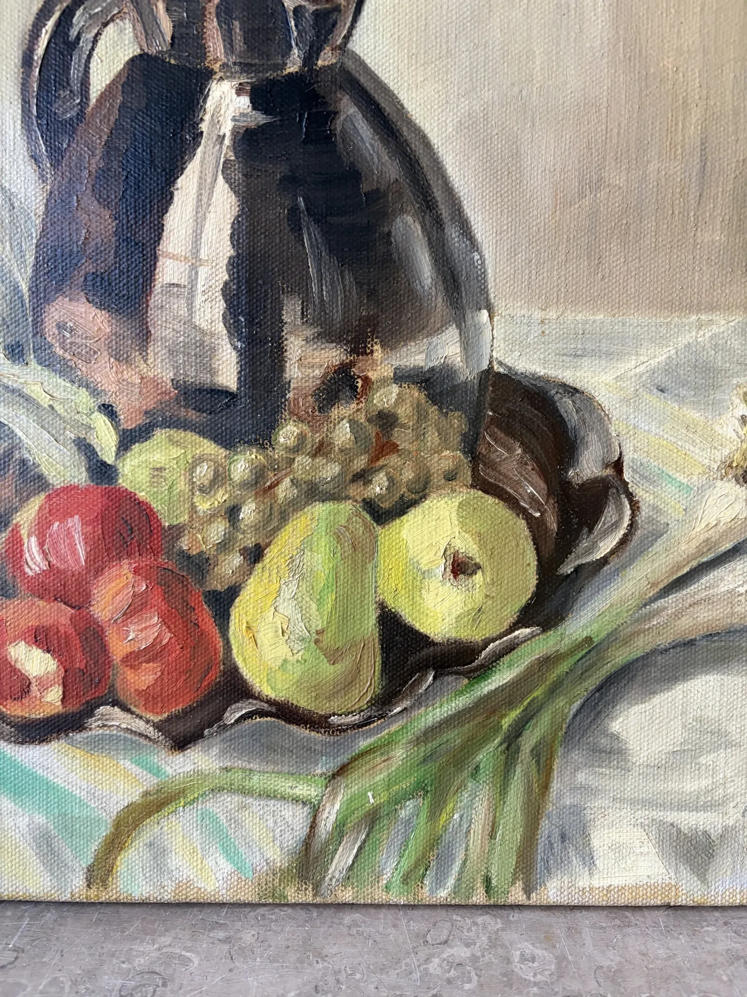 Still life with carrots, oil on canvas signed