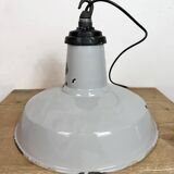 Industrial Grey Enamel Factory Pendant Lamp, 1960s