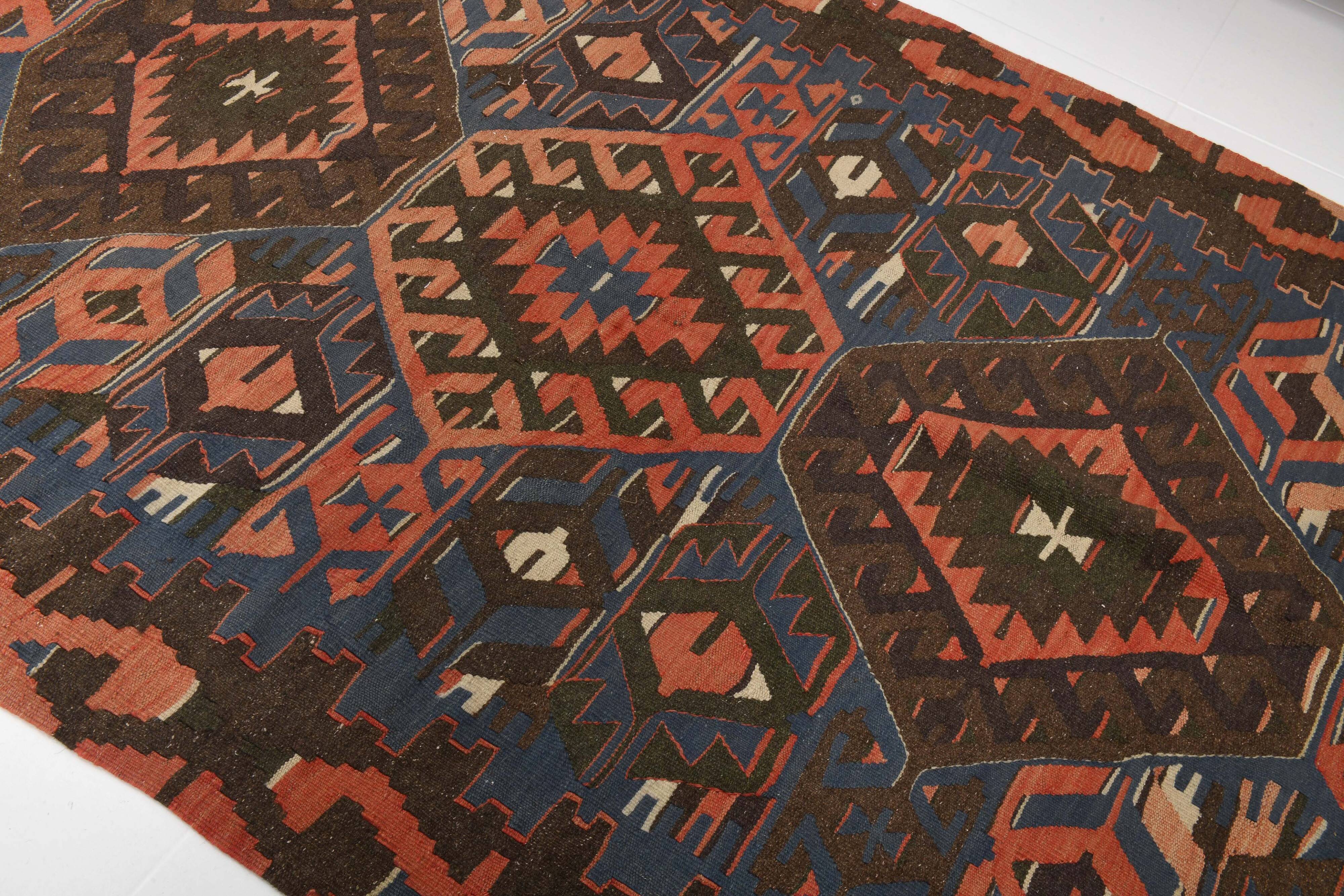 Blue & Brown Vintage Kilim Rug 158x275Cm SK 35367