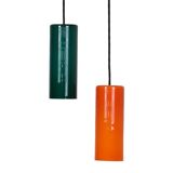 Ensemble de 2 lampes suspendues en verre Nordisk Solar Compagni / Holmegaard “74105” / Design danois moderne des années 1960.