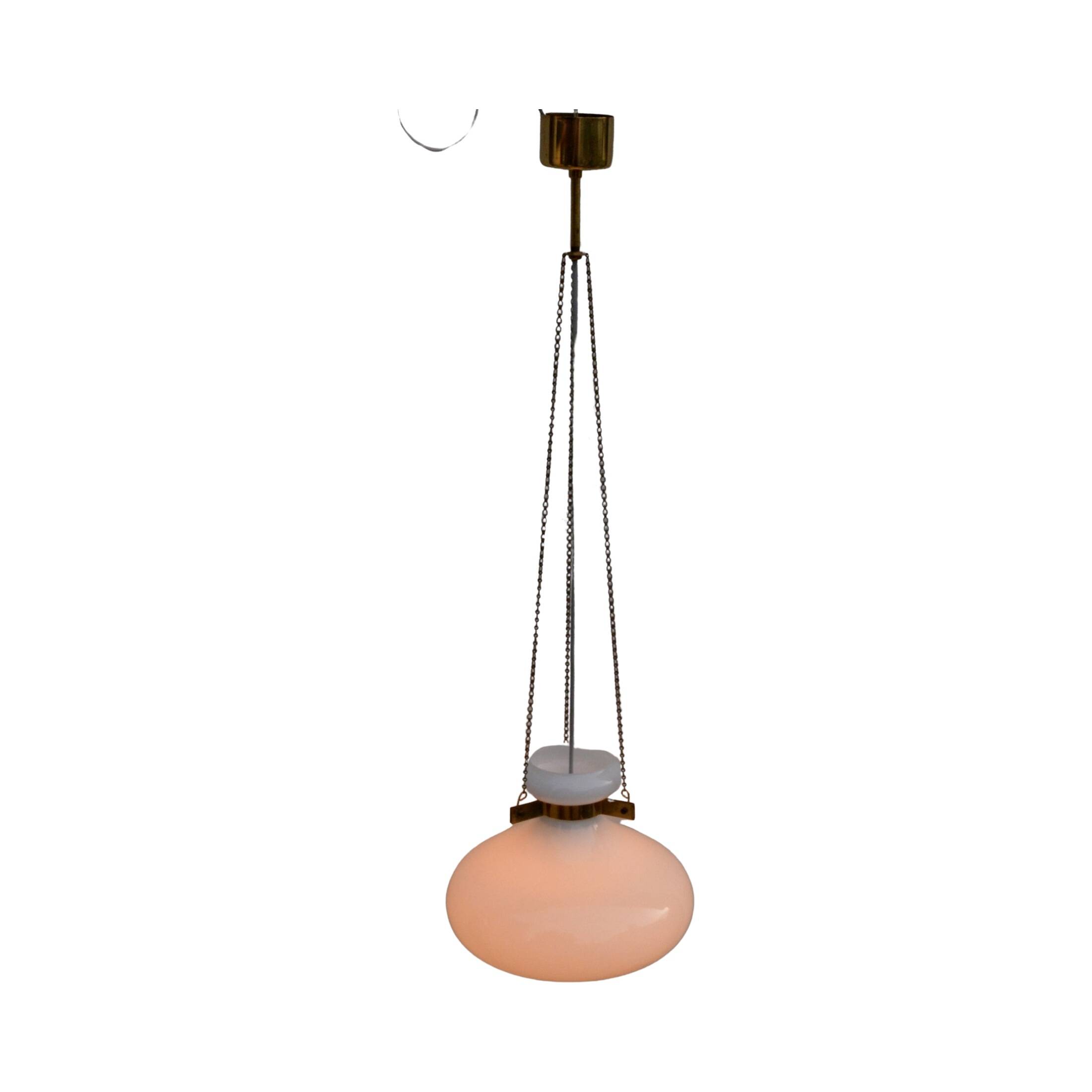 White, modernist chandelier Kamenický Šenov, Czechoslovakia, 1960s.