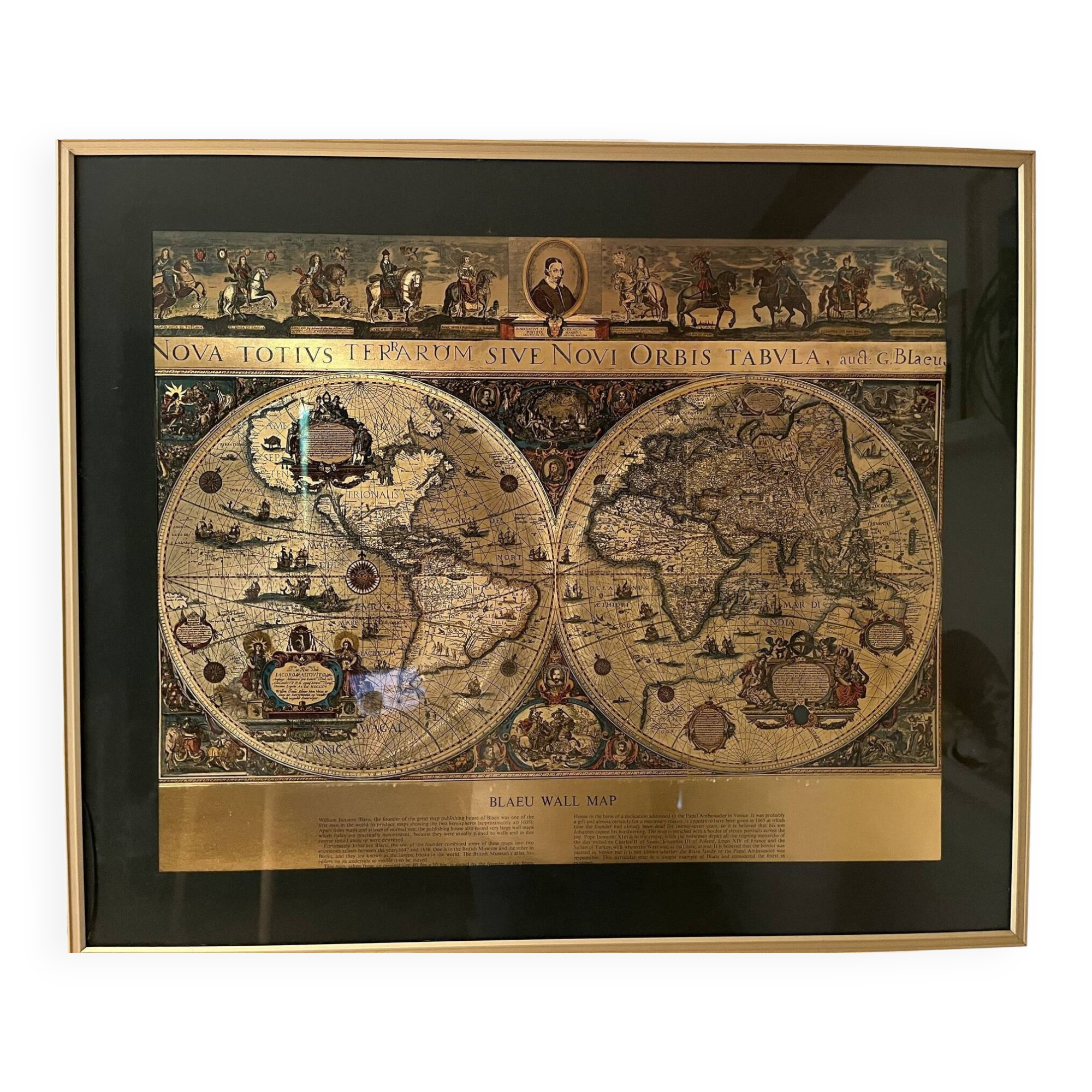 Golden old and new world map
