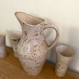 Service à orangeade en grès moucheté signé Farah, Vallauris années 1960-70