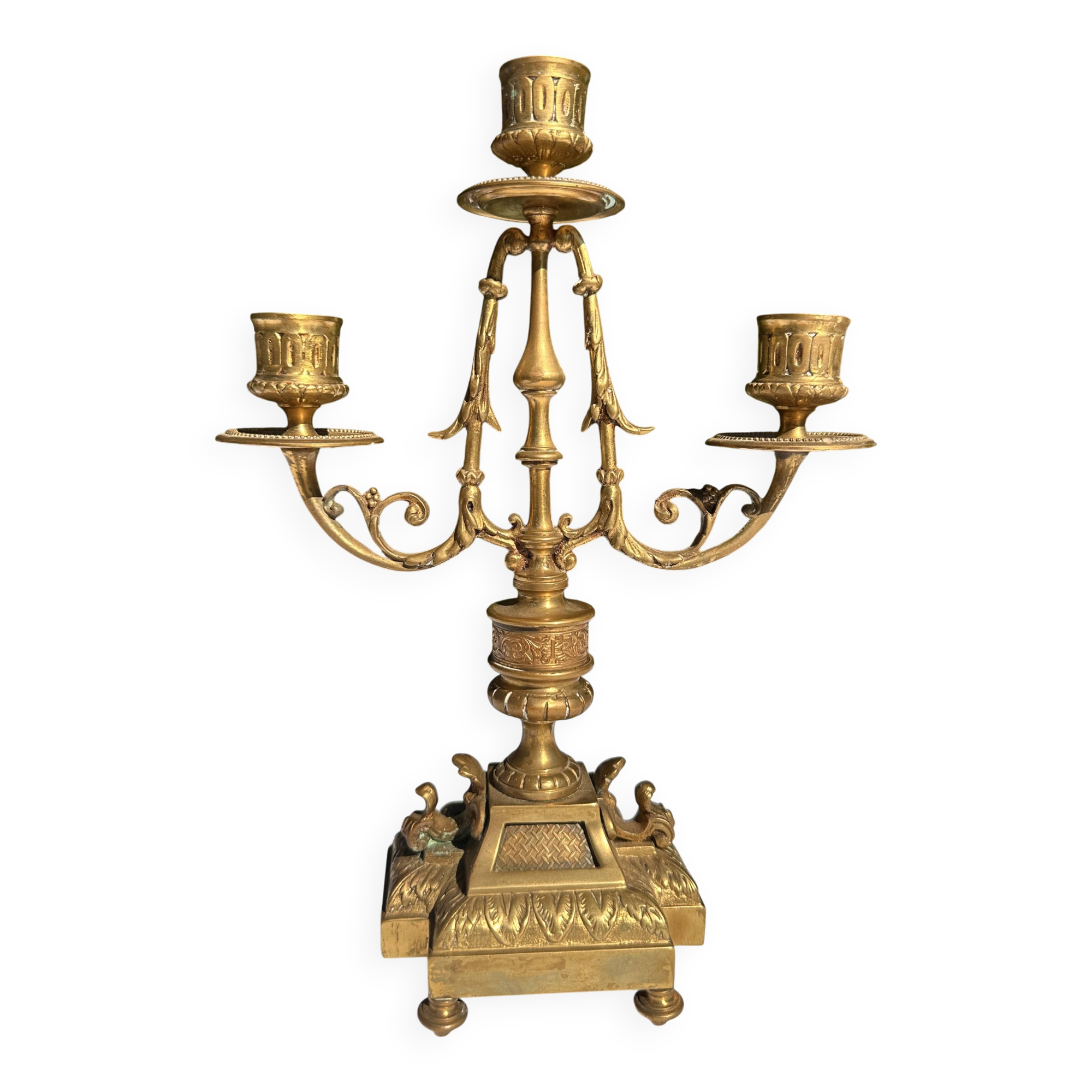 Vintage Candlestick - Brass Candlestick - 3-Arm Candlestick