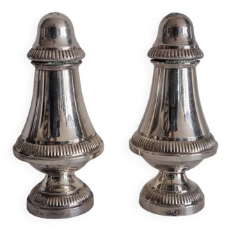 Silver metal salt and pepper shakers
