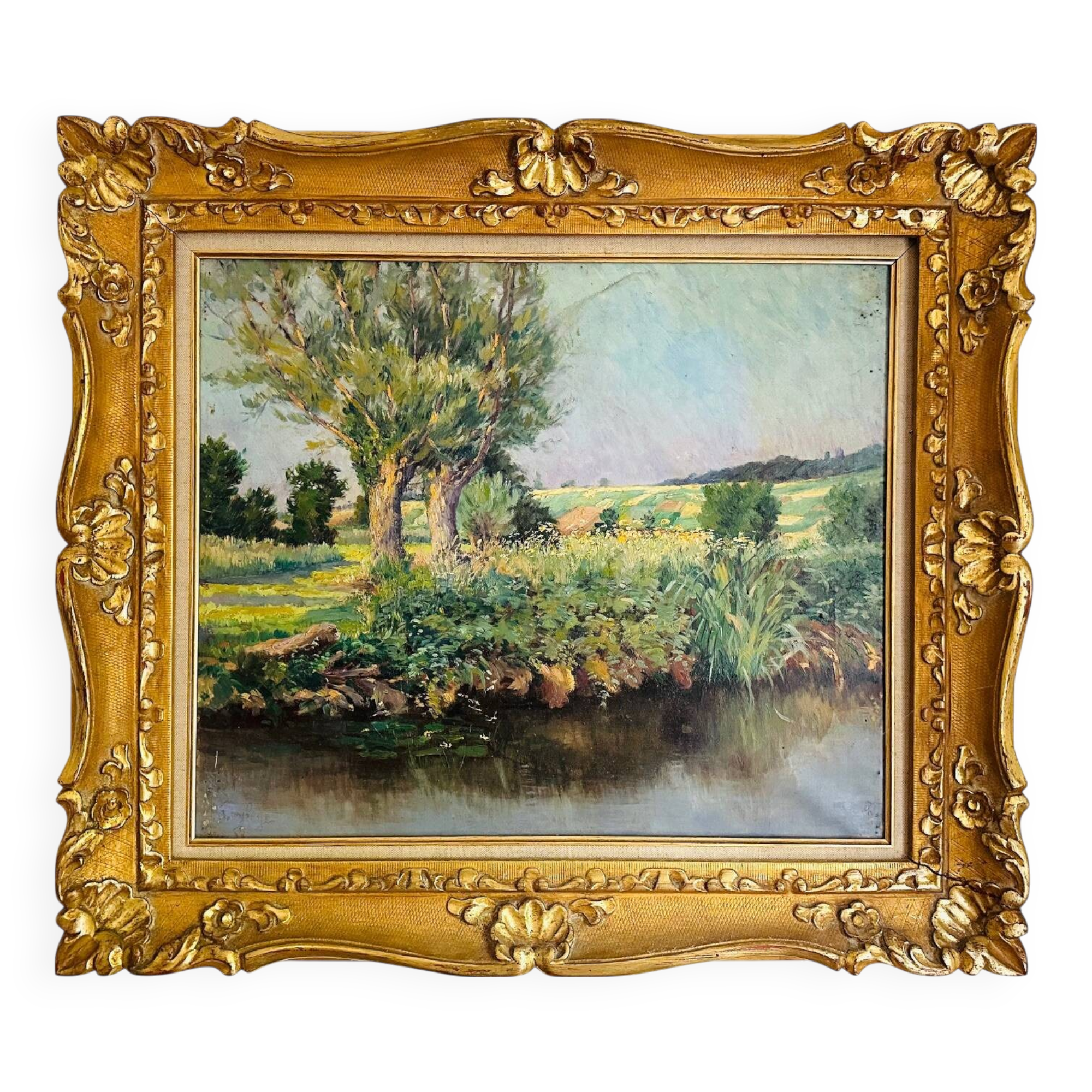 Painting "Countryside Landscape" late 19th century