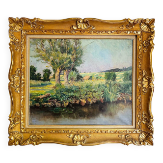 Tableau "Paysage de campagne" fin XIXème
