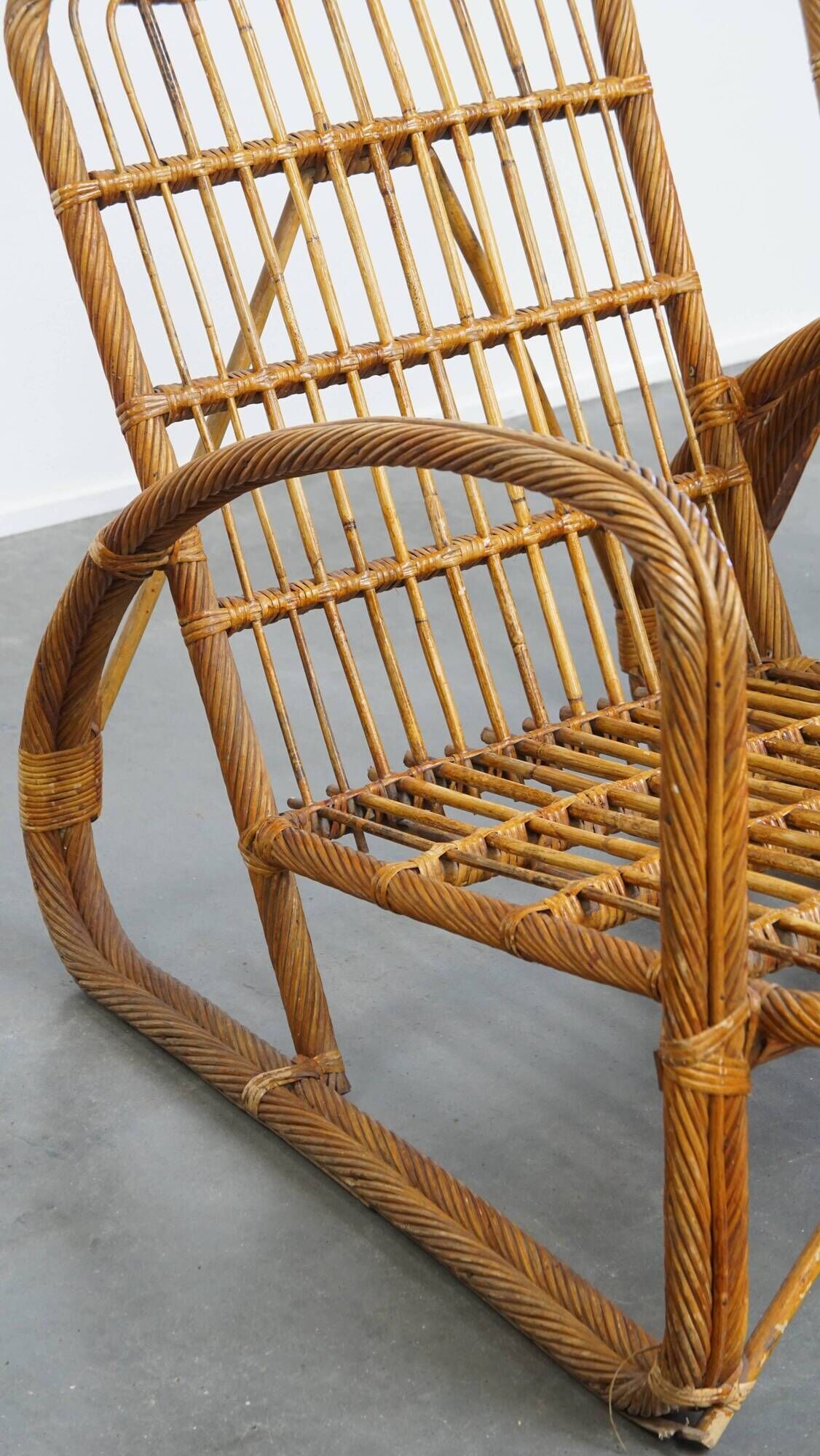 Set of 2 French Rattan Vintage Design Armchairs from the 1950s