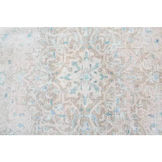1970s Vintage Persian Handmade Wool Cotton Light Brown Area Rug 284x380