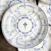 6 flat plates Boch La Louvière in blue glazed earthenware, "Copenhagen" service - 1920s-30s