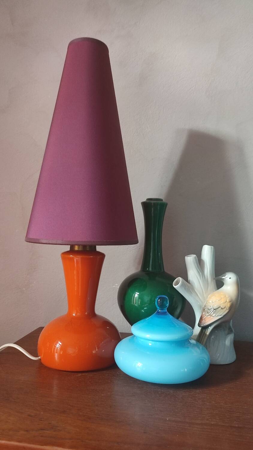 Orange opaline lamp